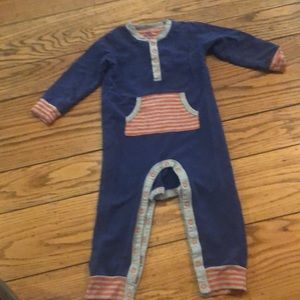 Baby boden orange and navy one piece.